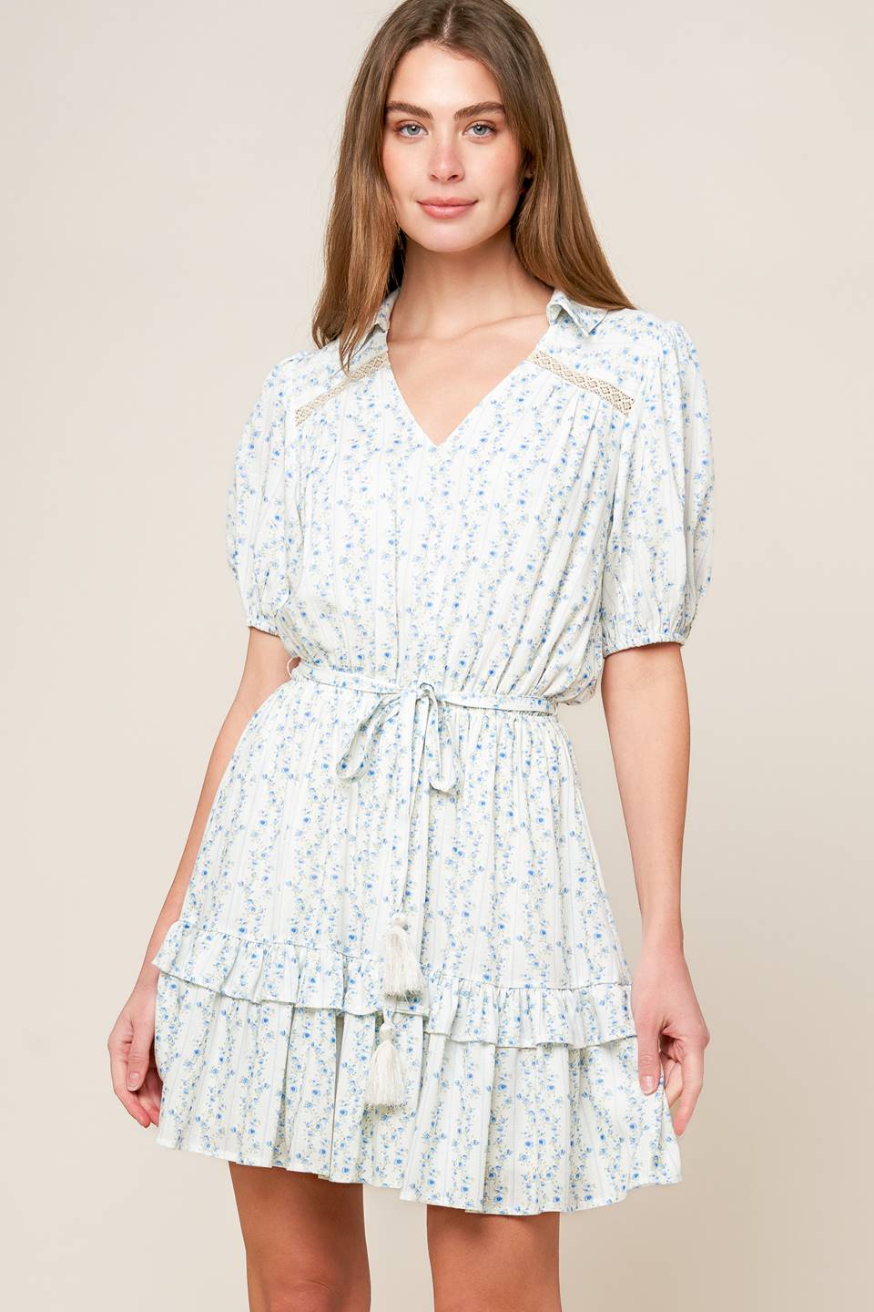 SKYWARD BLUE WOVEN MINI DRESS Flying Tomato